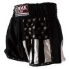 PREMIUM MUAY THAI SHORTS MEN WOMEN USA FLAG BY WORLD MMA GEAR - BLACK