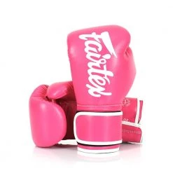 MUAY THAI MICROFIBER BOXING GLOVES FAIRTEX BGV14 - PINK WHITE