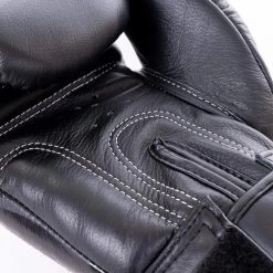 BUAKAW BOXING GLOVES LEATHER BANCHAMEK FIGHT GEAR BGLML1 - BLACK