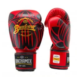 BUAKAW BOXING GLOVES LEATHER BANCHAMEK FIGHT GEAR BGLML1 - RED
