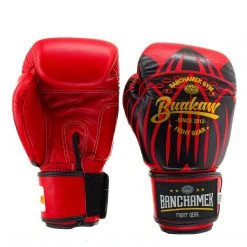 BUAKAW BOXING GLOVES LEATHER BANCHAMEK FIGHT GEAR BGLML1 - RED