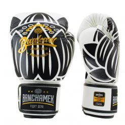 BUAKAW BOXING GLOVES LEATHER BANCHAMEK FIGHT GEAR BGLML1 - WHITE