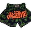 World MMA Gear MUAY THAI SHORTS - SMALL GREEN LEAVES