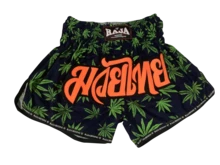 World MMA Gear MUAY THAI SHORTS - SMALL GREEN LEAVES