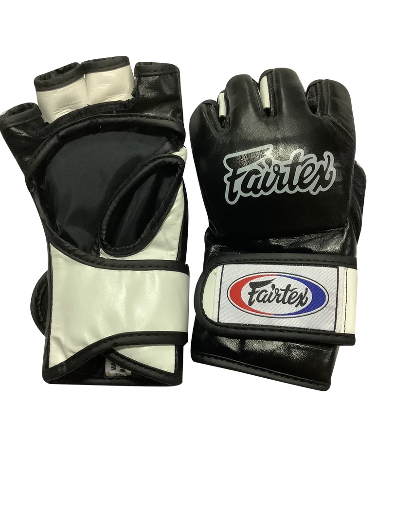 MUAY THAI MMA GLOVES FAIRTEX ULTIMATE COMBAT OPEN THUMB FGV12 - BLACK / WHITE 3 MUAY THAI MMA GLOVES FAIRTEX ULTIMATE COMBAT OPEN THUMB FGV12 - BLACK / WHITE