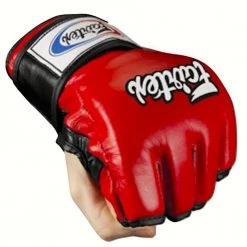 MUAY THAI MMA GLOVES FAIRTEX ULTIMATE COMBAT OPEN THUMB FGV12 - RED/BLACK