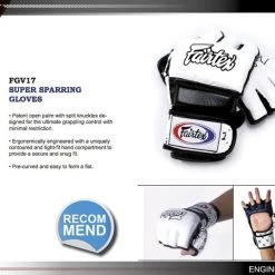 MUAY THAI MMA GLOVES FAIRTEX SPLIT KNUCKLES FGV17 - WHITE / BLACK