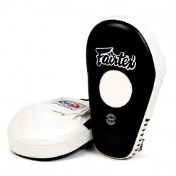 FAIRTEX FOCUS MITTS PRO ANGULAR FMV8 PUNCHING MITTS MUAY THAI - BLACK / WHITE COACHING