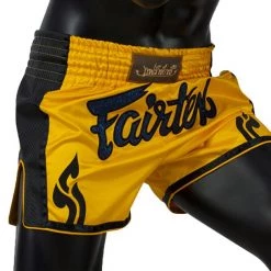 MUAY THAI SHORTS FAIRTEX SLIM CUT BS1701 YELLOW BLACK