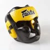 FAIRTEX HEAD GUARD MUAY THAI DIAGONAL VIEW HG13 - BLACK/YELLOW