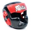 HEAD PROTECTION BOXING HEADGEAR HEAD GUARD FAIRTEX DIAGONAL VIEW HG13 - BLACK/RED