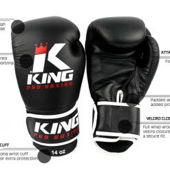 BOXING GLOVES MUAY THAI KICKBOXING PROFESSIONAL KING PRO KPB - BLACK