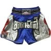 LUMPINEE MUAY THAI SHORTS Retro Fight Kickboxing Men & Women Clothing Martial Arts Training & Grappling - SILVER LINE BLUE