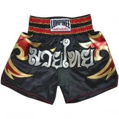 LUMPINEE MUAY THAI SHORTS Retro Fight Kickboxing Men & Women Clothing Martial Arts Training & Grappling - FLAMES BLACK