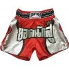 LUMPINEE RETRO MUAY THAI SHORTS KICKBOXING SHORTS FOR WOMEN - Silver Line Red
