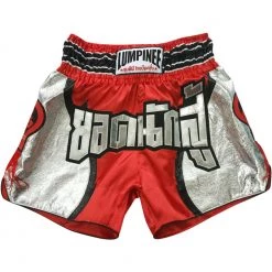 LUMPINEE RETRO MUAY THAI SHORTS KICKBOXING SHORTS FOR WOMEN - Silver Line Red