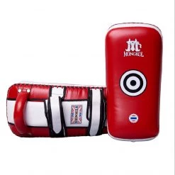 MUAY THAI PADS CURVED LEATHER BY MONGKOL - RED / WHITE NEW ARRIVALS 7 MUAY THAI PADS CURVED LEATHER BY MONGKOL - RED / WHITE NEW ARRIVALS
