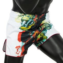 MUAY THAI SHORTS BY FAIRTEX BS1908 WHITE SATORU