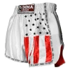 PREMIUM MUAY THAI SHORTS MEN WOMEN USA FLAG BY WORLD MMA GEAR - WHITE