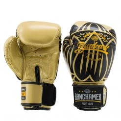 BUAKAW BOXING GLOVES LEATHER BANCHAMEK FIGHT GEAR BGLML1 - GOLD
