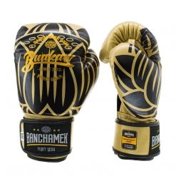 BUAKAW BOXING GLOVES LEATHER BANCHAMEK FIGHT GEAR BGLML1 - GOLD