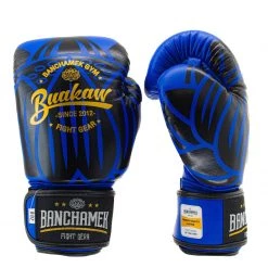 BUAKAW BOXING GLOVES LEATHER BANCHAMEK FIGHT GEAR BGLML1 - BLUE