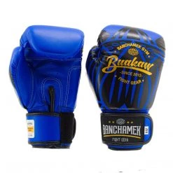 BUAKAW BOXING GLOVES LEATHER BANCHAMEK FIGHT GEAR BGLML1 - BLUE