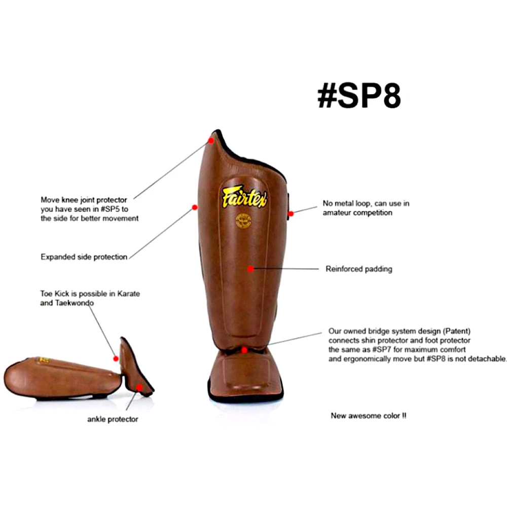 FAIRTEX SHIN GUARDS SP8 - BROWN 6 FAIRTEX SHIN GUARDS SP8 - BROWN