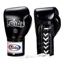MUAY THAI BOXING GLOVES LACE-UP COMPETITION FAIRTEX GLOVES - BGL6 BLACK
