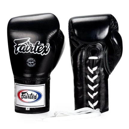 MUAY THAI BOXING GLOVES LACE-UP COMPETITION FAIRTEX GLOVES - BGL6 BLACK 4 MUAY THAI BOXING GLOVES LACE-UP COMPETITION FAIRTEX GLOVES - BGL6 BLACK