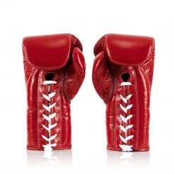 MUAY THAI BOXING GLOVES LACE-UP COMPETITION GLOVES FAIRTEX - BGL6 RED