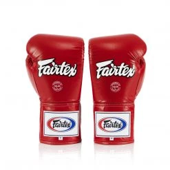MUAY THAI BOXING GLOVES LACE-UP COMPETITION GLOVES FAIRTEX - BGL6 RED
