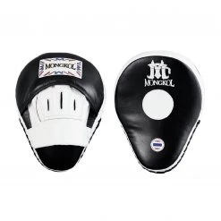 MUAY THAI FOCUS MITTS BY MONGKOL - BLACK / WHITE