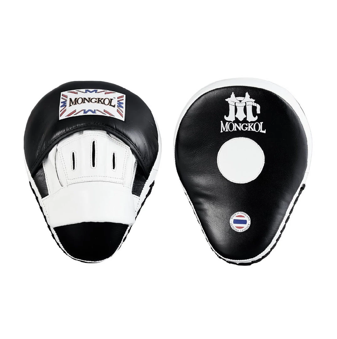 MUAY THAI FOCUS MITTS BY MONGKOL - BLACK / WHITE 3 MUAY THAI FOCUS MITTS BY MONGKOL - BLACK / WHITE