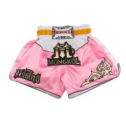 MUAY THAI SHORTS MONGKOL BSM01 - PINK WHITE