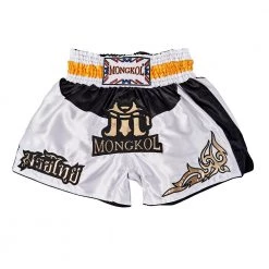 MUAY THAI SHORTS MONGKOL BSM01 - WHITE BLACK
