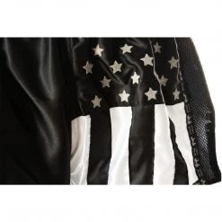 PREMIUM MUAY THAI SHORTS MEN WOMEN USA FLAG BY WORLD MMA GEAR - BLACK