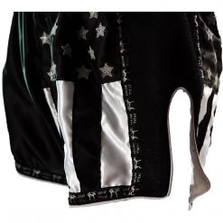 PREMIUM MUAY THAI SHORTS MEN WOMEN USA FLAG BY WORLD MMA GEAR - BLACK