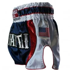 PREMIUM MUAY THAI SHORTS MEN WOMEN HONOR WORLD MMA GEAR - WHITE/BLUE/RED
