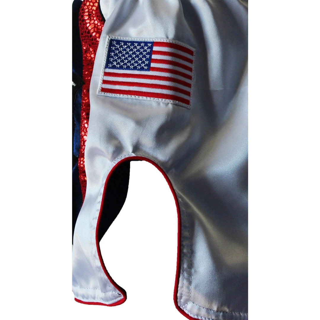 PREMIUM MUAY THAI SHORTS MEN WOMEN HONOR WORLD MMA GEAR - WHITE/BLUE/RED 5 PREMIUM MUAY THAI SHORTS MEN WOMEN HONOR WORLD MMA GEAR - WHITE/BLUE/RED